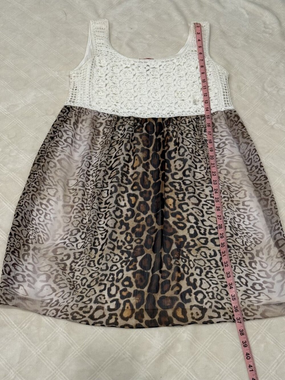 V CHRISTINA CROCHET TANK TOP / ANIMAL PRINT DRESS - SIZE LARGE